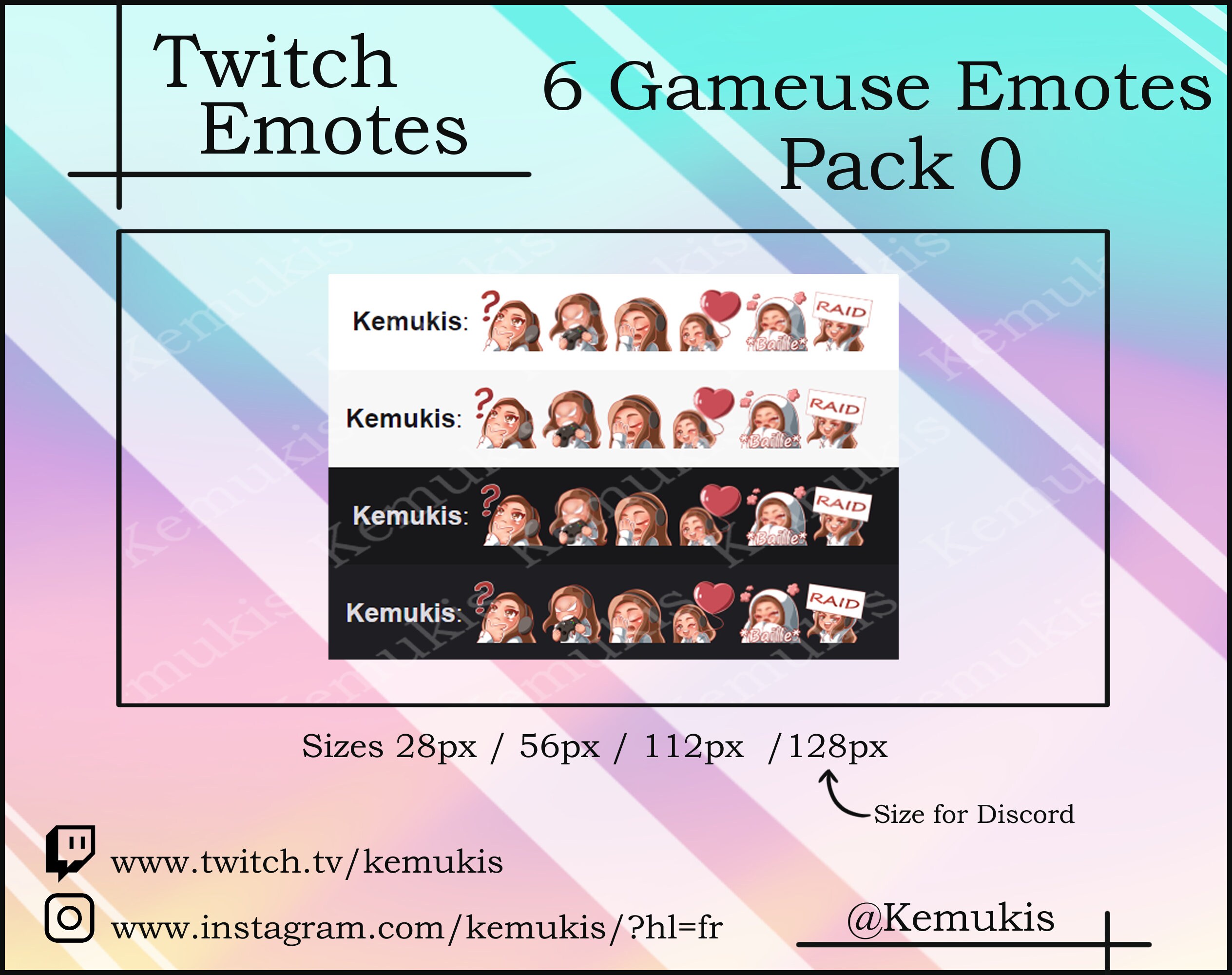 EMOTES TWITCH, Gamer Girl With Brown Hair and Brown Eyes - PACK 0 - Etsy