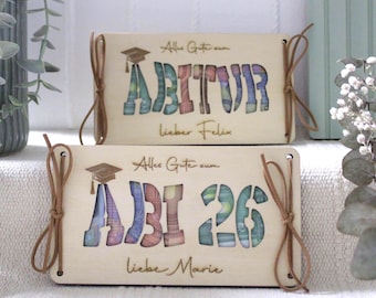 Geldgeschenk zum Abitur personalisiert I Abiturgeschenk mit Namen I personalisierte Geschenkideen ABI 26 I Wunscherfüller Gutscheinhalter