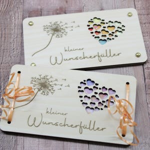 kleiner Wunscherfüller Pusteblume, Geldgeschenk aus Holz, Geschenkverpackung für Geld, origineller Geldgeschenk Gutschein zum Geburtstag