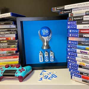 Compteur de trophées PlayStation | Cadre de suivi en platine | Cadeau gamer pour lui | Écran mural PS5 | Décoration de jeu personnalisée
