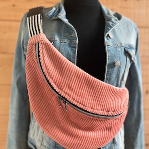 Maxi banane xl sac banane velours côtelé rose blush
