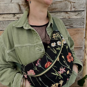 Sac banane xl jacquard herbier prairie champêtre fleurs sauvages