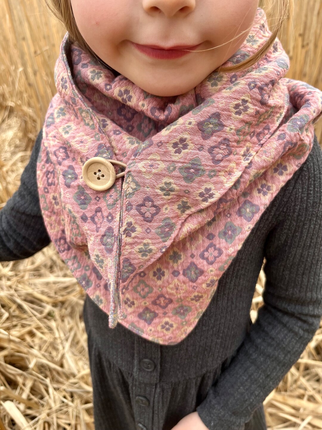 Children's Scarf Double Gauze Old Pink Graphic Print - Etsy
