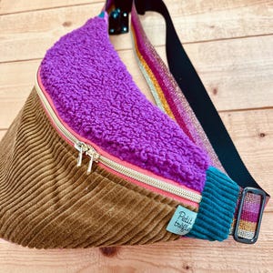Maxi banane xl sherpa violet camel pailleté 80’ rose cœur