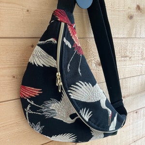 Sac banane xl jacquard grues japonais chic