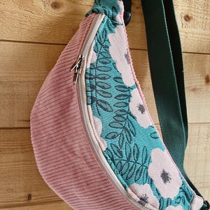 マキシバナナバッグ XL コーデュロイ ブラッシュピンク ジャカード パステルアネモネ
