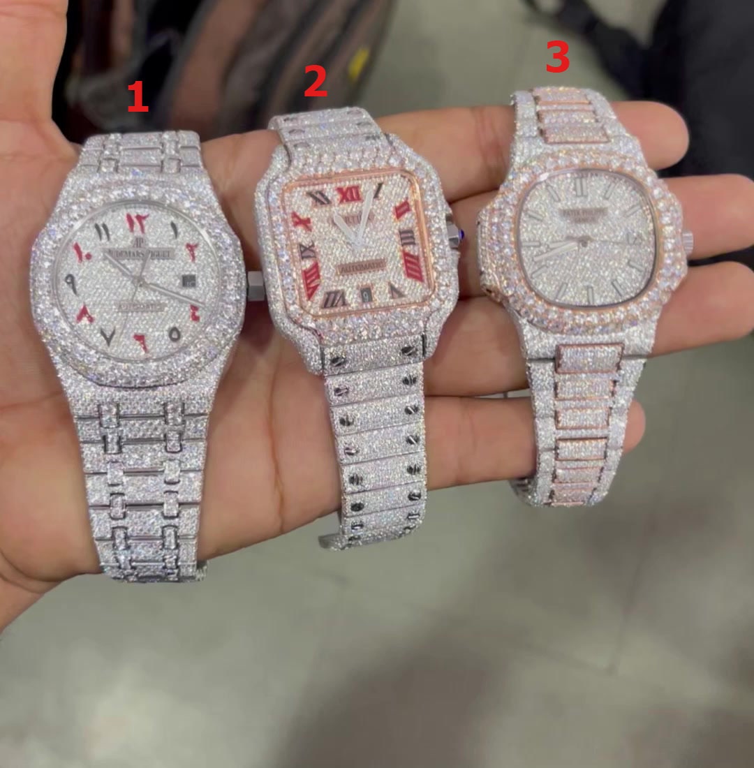 VVS Moissanite Diamond Watch Bust Down Watch Full Iced Out Etsy