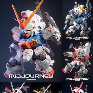 SD GUNDAM - Digital Art Print, AI Generiert, Wallpapers, iPhone oder Android Wallpapers 6er Set, Sofort Download