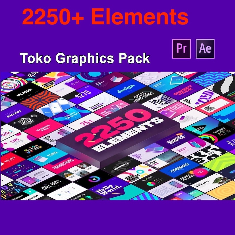2250+ Toko Graphics Pack Elements For After Effects & Premiere Pro image 1