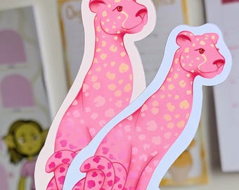 Pink Cheetah Sticker I Cat I Cute I Colourful
