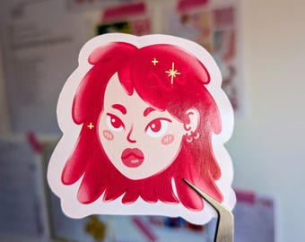 Red Gurl Glossy Sticker (2inch)