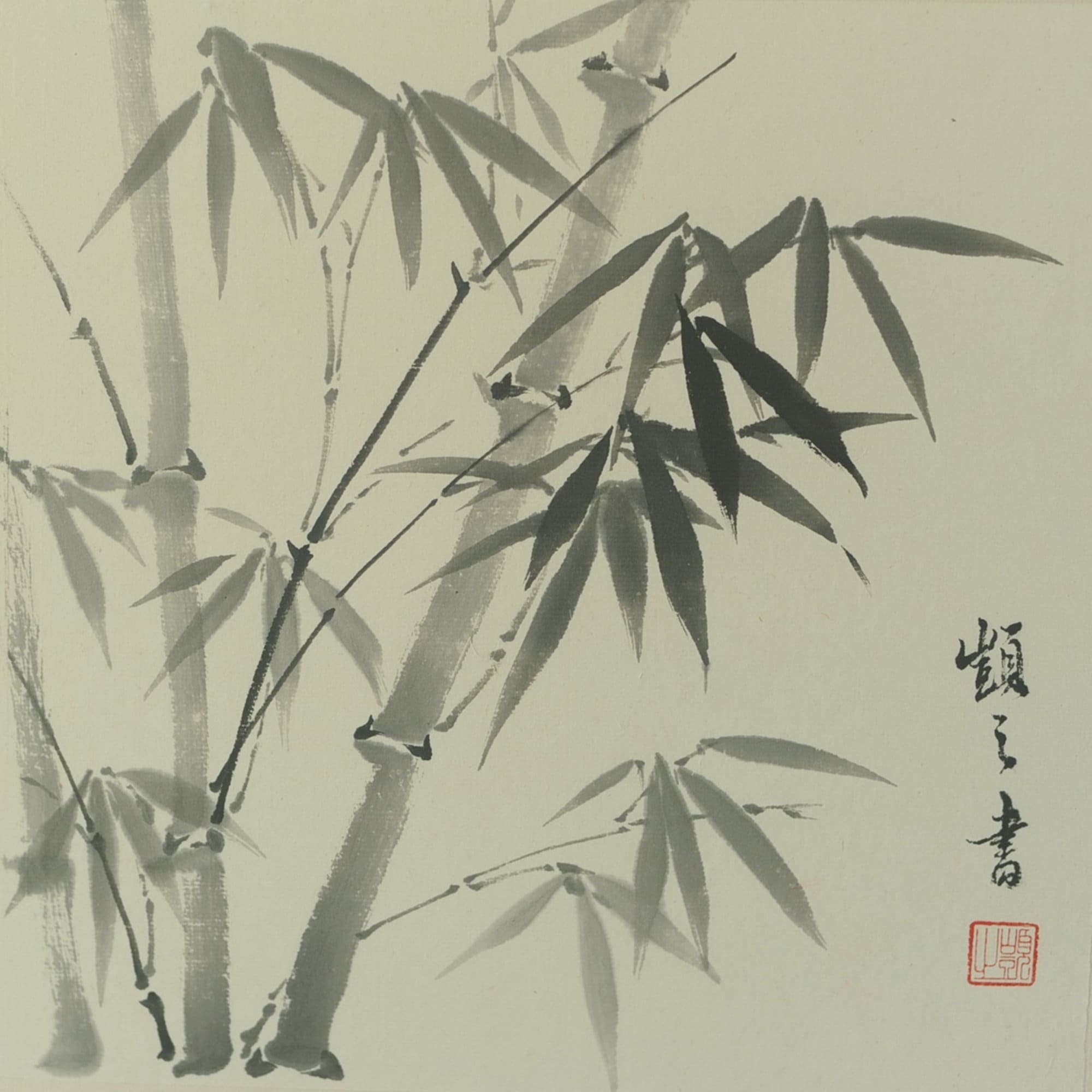中国 工芸印刷 斉白石筆 水墨画 三餘図 額装 C 7431A