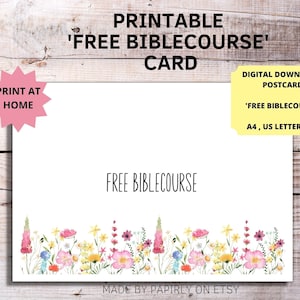 JW gratis bijbelcursus afdrukbare kaarten Wilde bloemen, JW-briefkaarten, huis-aan-huis, niet thuis, digitale JW-download. Nabezoek