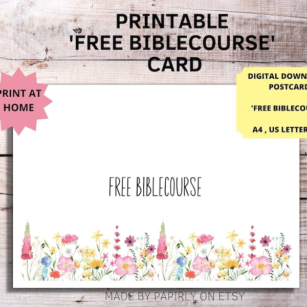 JW Free Biblecourse Printable Cards Wildflowers, JW Letter Writing Cards,  Door to Door, Not at Home, JW digital download. Return Visit