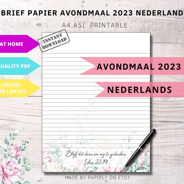 JW Briefpapier Avondmaal 2023 Nederlands, JW Letter Writing Memorial 2023, Lukas 22:19, JW printable, digital download