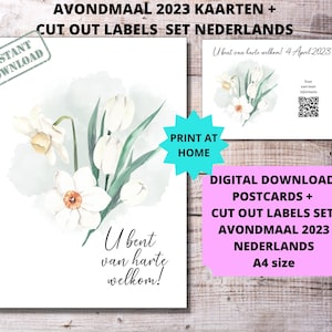 JW Memorial 2023 Tarjetas imprimibles y conjunto de etiquetas recortadas HOLANDÉS con código Qr, Campaña JW Memorial, Estás invitado, descarga digital