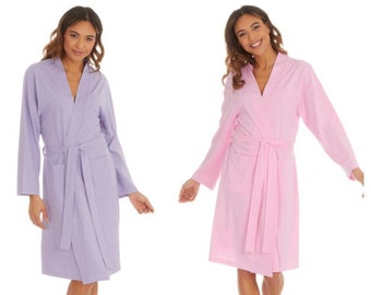 Ladies Soft Lightweight Cotton Blend Kimono Robe - Luxurious and Breathable Nightwear for Women - Size S-XL