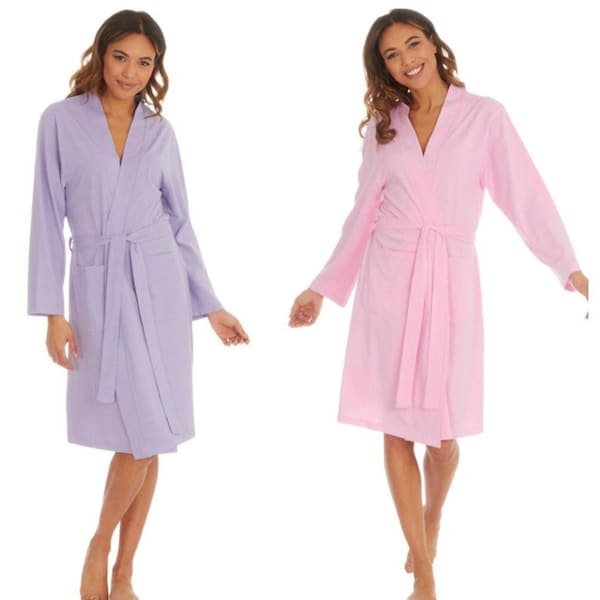 Ladies Soft Lightweight Cotton Blend Kimono Robe - Luxurious and Breathable Nightwear for Women - Size S-XL