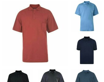 Polo basique en mélange de coton uni pour hommes, grande taille, vêtements, taille 2XL à 8XL