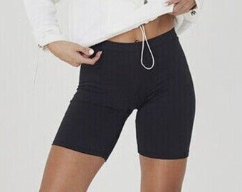 Stylish Women's Cycling Shorts in Black/Grey - Comfy Stretch Fabric, Sizes XS to XL, Ideal for Fitness Enthusiasts