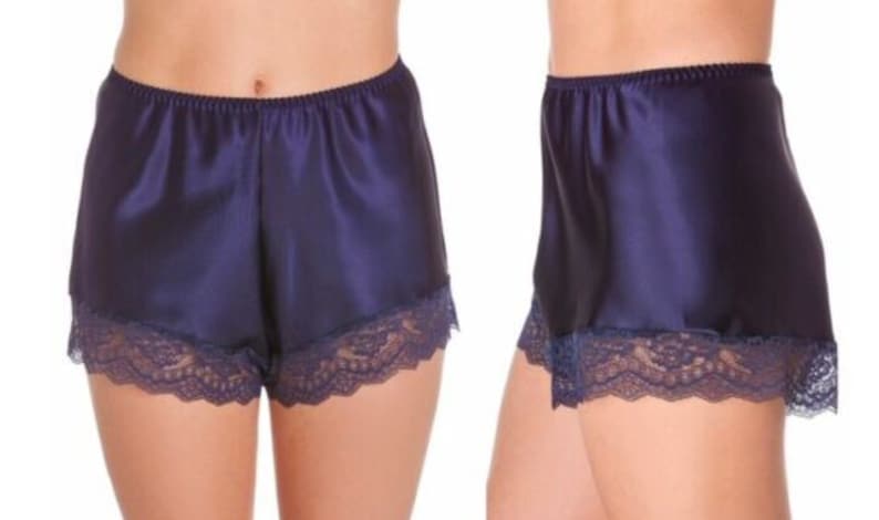 Ladies Satin French Brief Knickers Lingerie Underwear Nightwear size 12 to 22 Navy