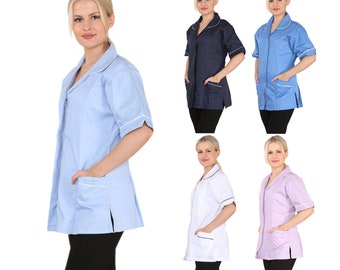 Nurse Carer NHS Uniform Tunic Front Zip Up Medical Healthcare Top