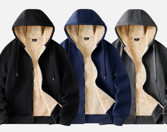 Veste à capuche en fourrure polaire pour homme, manteau avec fermeture éclair, sweat-shirt chaud, tailles S-8XL