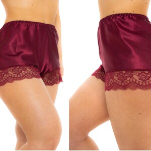 Ladies Satin French Brief Knickers Lingerie Underwear Nightwear size 12 to 22 wine