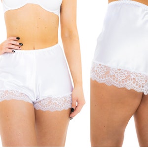 Ladies Satin French Brief Knickers Lingerie Underwear Nightwear size 12 to 22 White