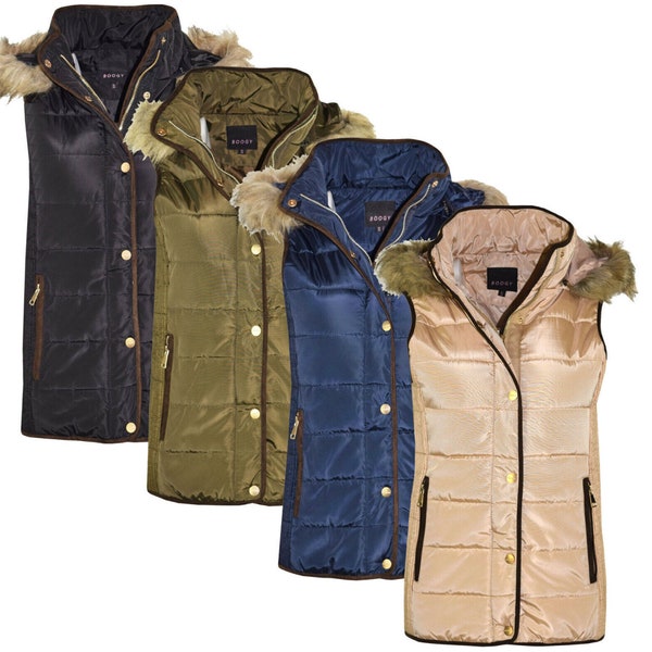 Femmes Gilet Bodywarmer Dames Manteau À CAPUCHE PUFFER PADDED Vestes matelassées Filles