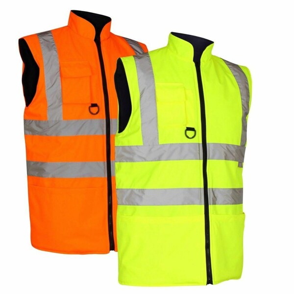 Hi Vis Viz omkeerbaar waterdicht vest met hoge zichtbaarheid en bodywarmer fleece