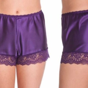 Ladies Satin French Brief Knickers Lingerie Underwear Nightwear size 12 to 22 Purple