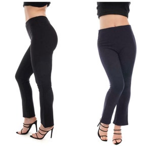 Pack of 2 of Ladies Ribbed Stretch Elasticated Waist Bootleg