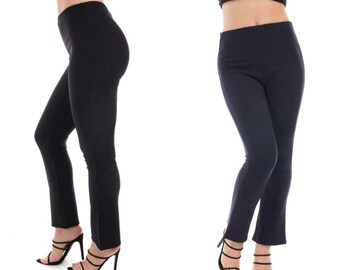 Pack of 2 of Ladies Ribbed Stretch Elasticated Waist Bootleg