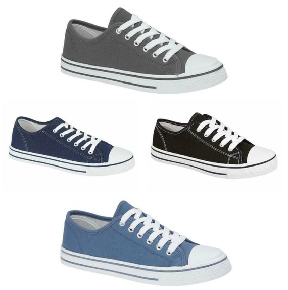Ladies black top canvas trainers