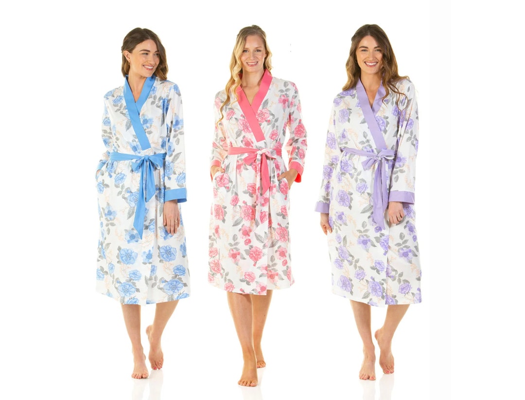 Ladies Summer Dressing Gown, Lightweight Bath Robes for Women, Cotton