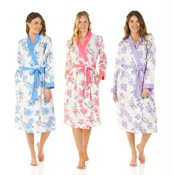 Ladies Summer Dressing Gown, Lightweight Bath Robes for Women, Cotton Dressing Gowns for Women UK Plus Size Nightwear by Lady OLGA