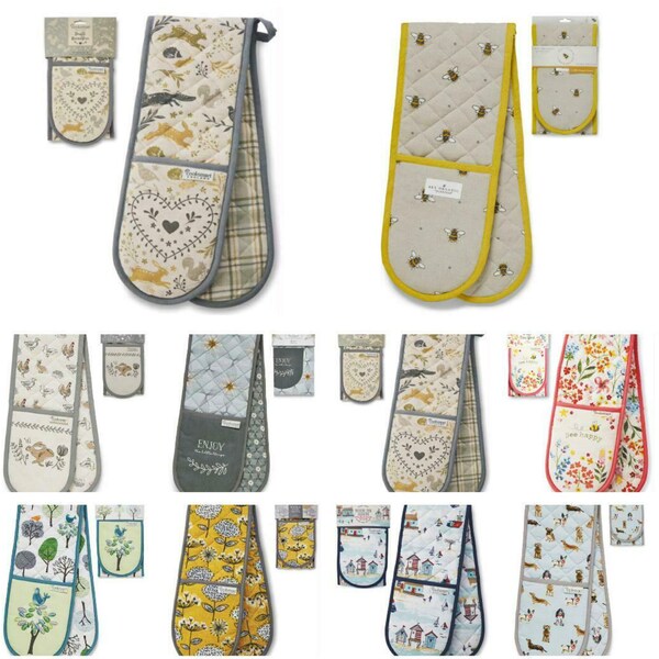 Versatile Double Oven Glove - Soft Cotton, Multi-Print Design, Safe Cooking & Baking Mitt - Perfect Culinary Gift