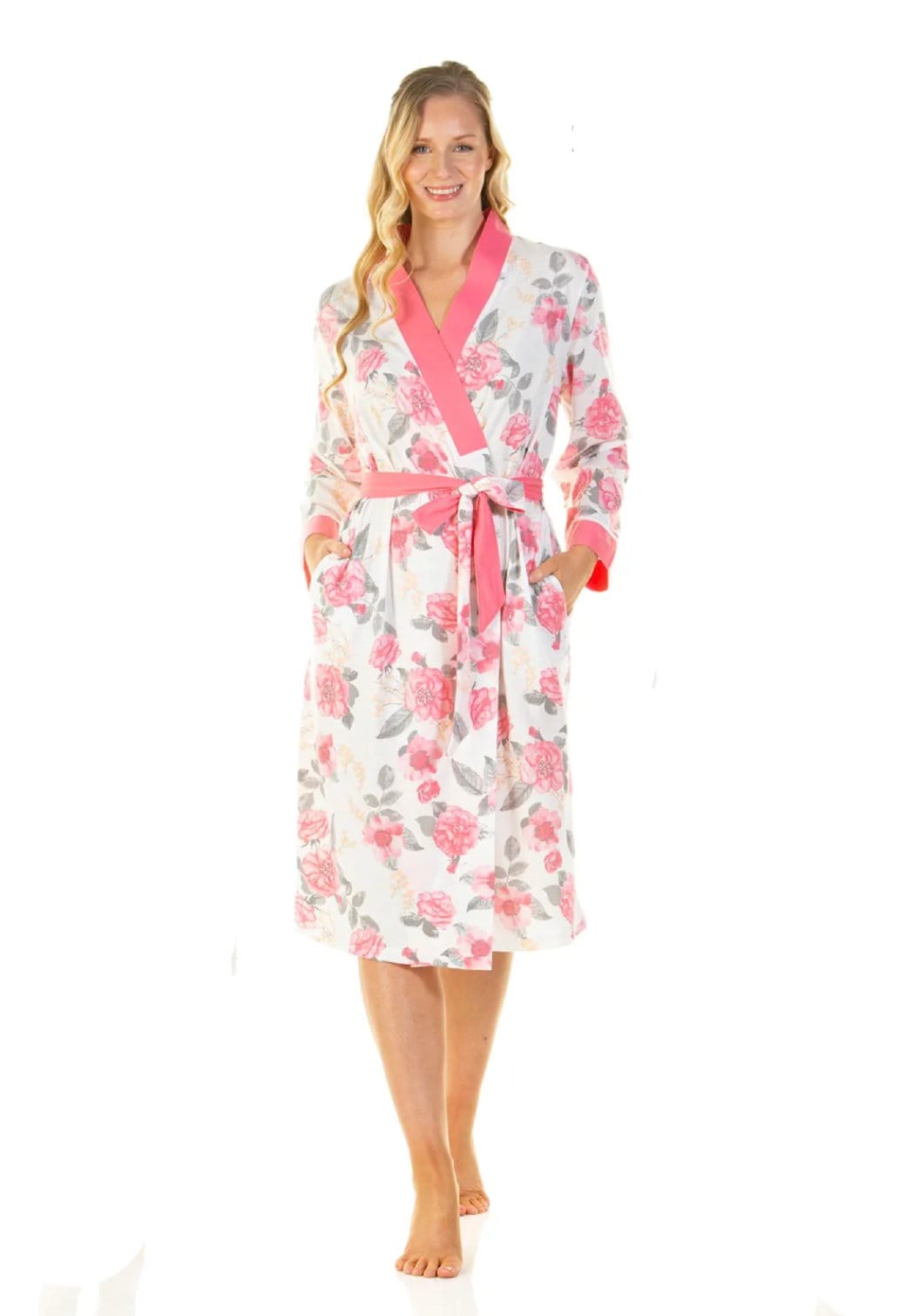 Ladies Summer Dressing Gown, Lightweight Bath Robes for Women, Cotton Dressing Gowns for Women