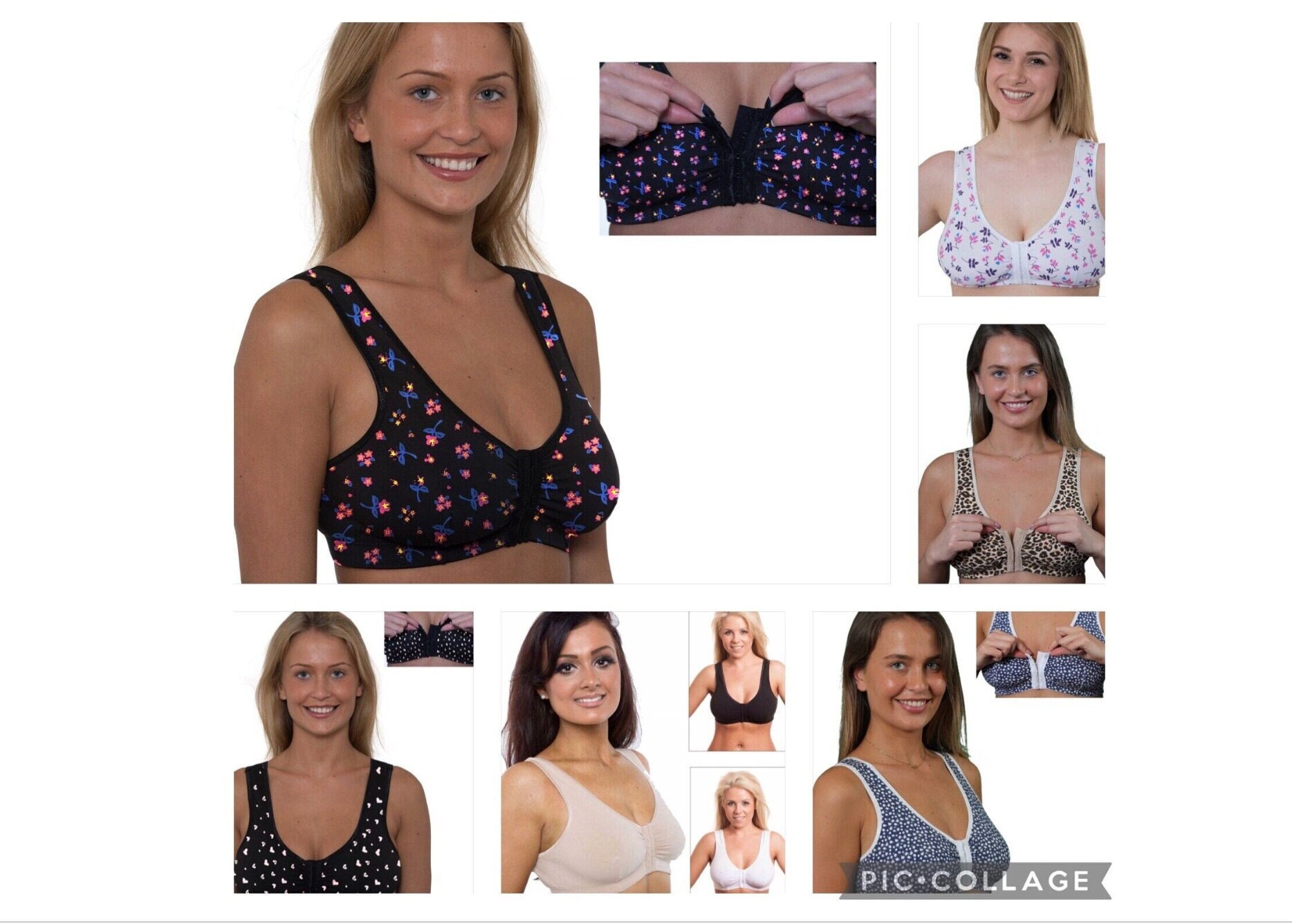 Hook & Loop Front Fastening Bra Cotton Lycra Non Wired Easy Fastener Gemm