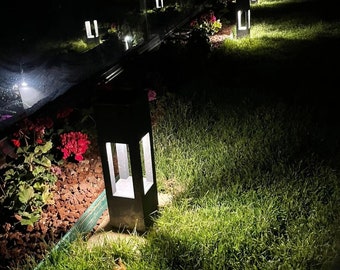 Outdoor Pathway Light - 14"(35cm) Short Bollard Light, Modern Column Light, Garden Pillar Light, Waterproof Walkway Lights, LED Lawn Light