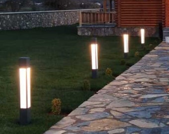 Stainless Garden Bollard Light - 29.5" (75 cm) Decorative Outdoor Landscape Lighting, Waterproof Garden Light Fixture, Outdoor Path Lighting