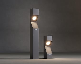 Modern Waterproof LED Outdoor Bollard Light – Grey Pathway & Landscape Column Lamp – AKA020 FoneLight