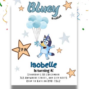 Bluey Birthday Party Invite • Editable & Printable • Girl or Boy Template