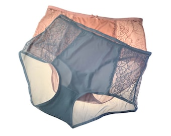 Pack of 2 smooth satin front with soft lace back