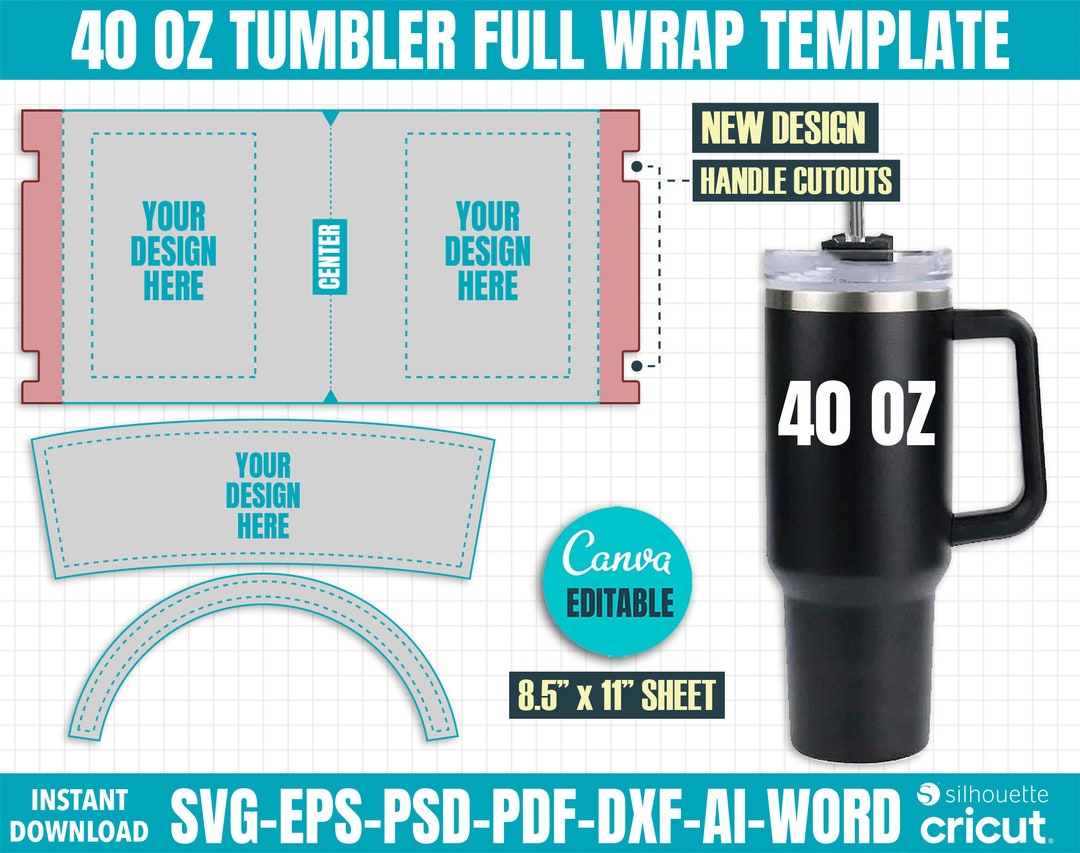 40oz Tumbler Template Full Wrap Sublimation (2535487)