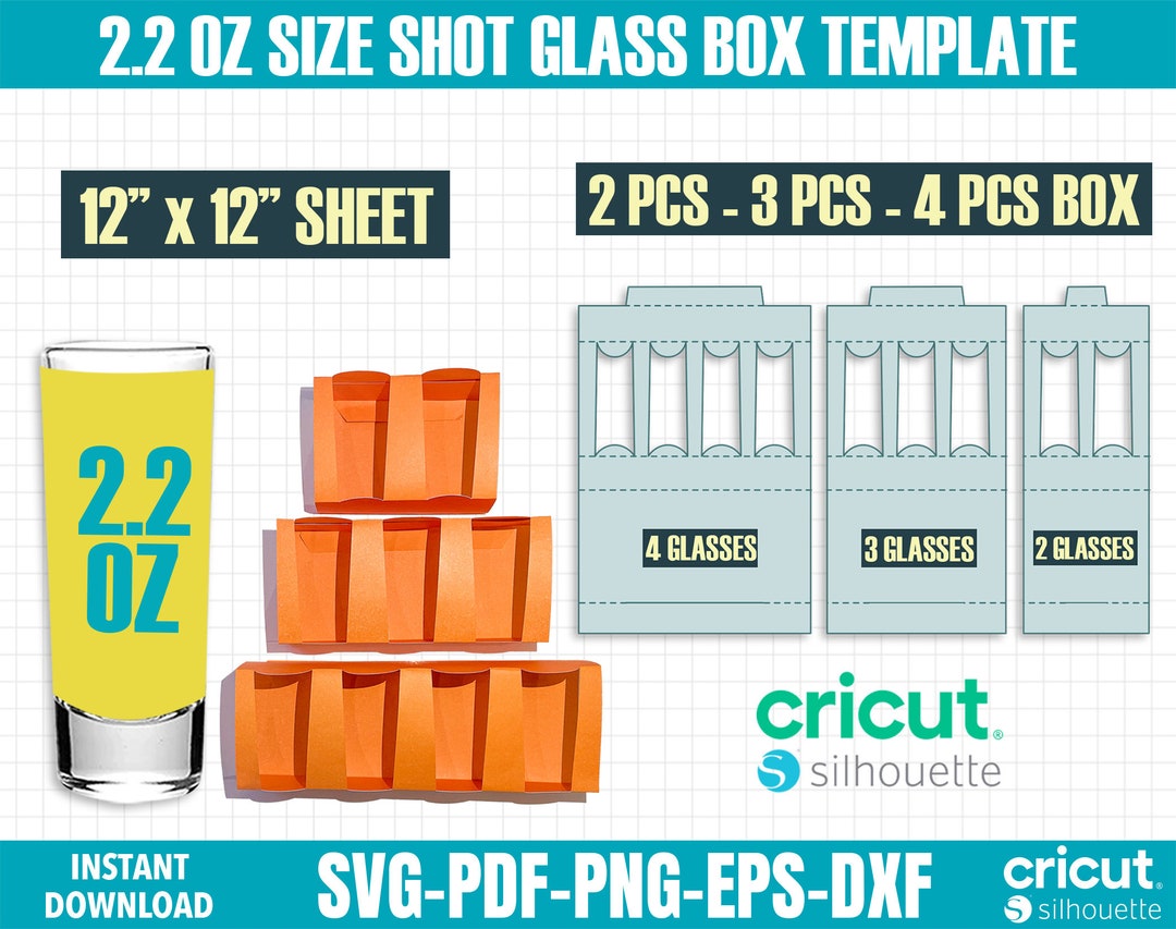 2.2 Oz Shot Glass Box Template Svg, Shot Glass Box Template, 2.2 Oz