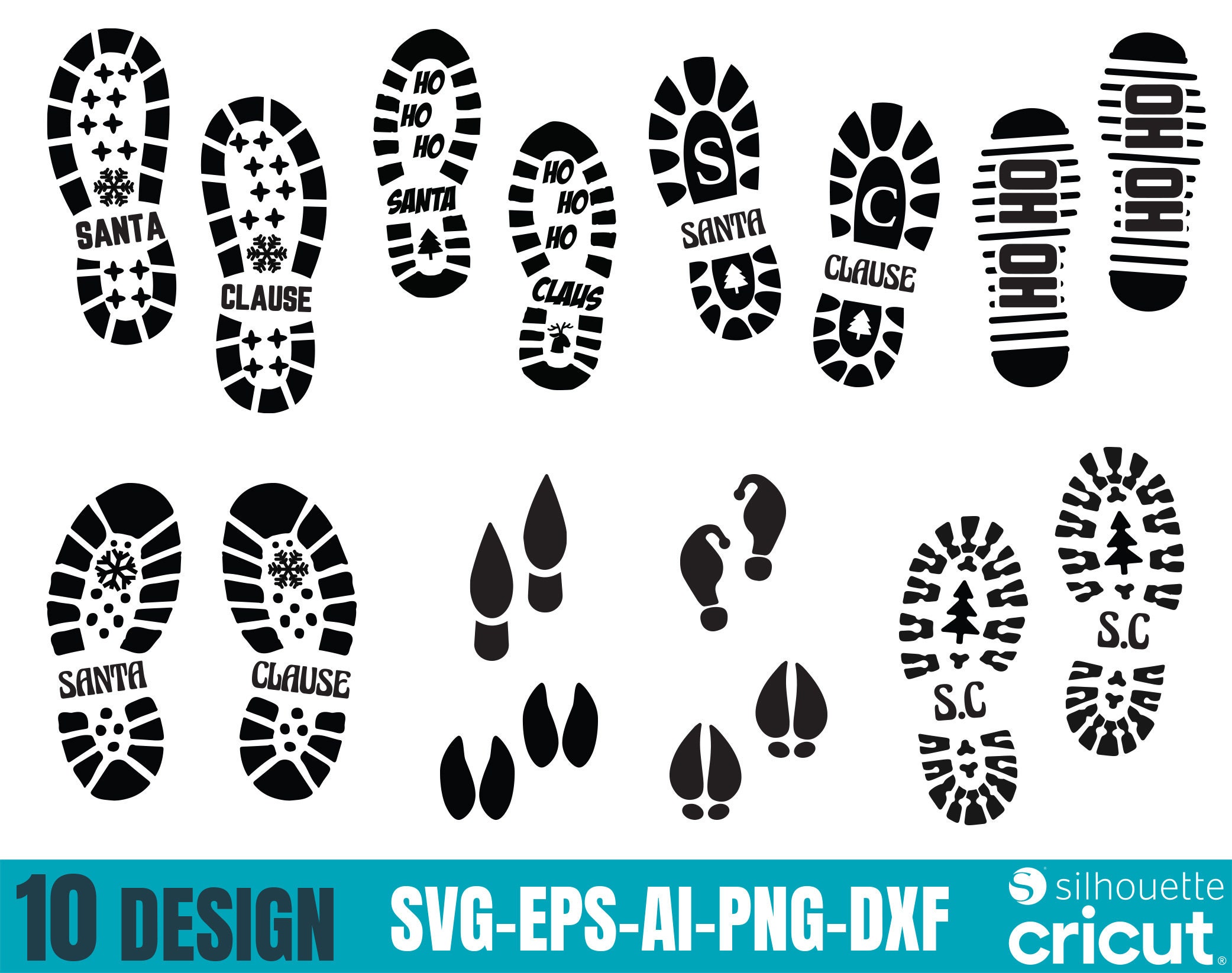Santa Footprints Set Christmas Concept On White Stock Illustration -  Download Image Now - Santa Claus, Footprint, Boot - iStock