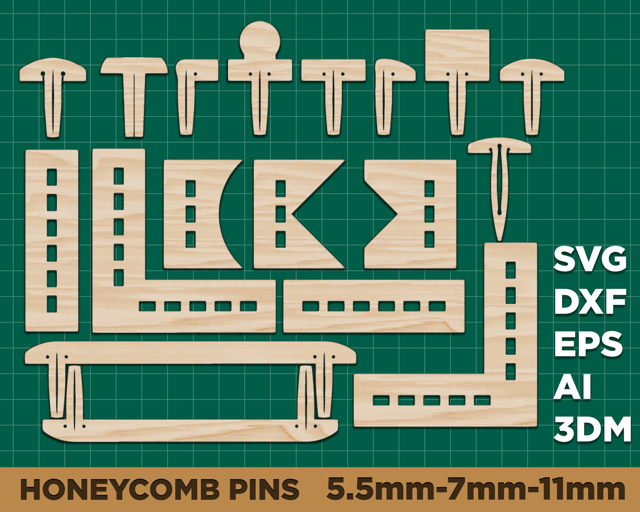 60x Honeycomb Bed Pin, Laser Hold Down Pins, Crumb Tray Pins