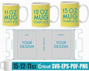 11-12-15 oz Mug Template Set, Full Wrap Template, Mug Full Wrap template, sublimation mug template, Full Wrap mug, cricut mug press